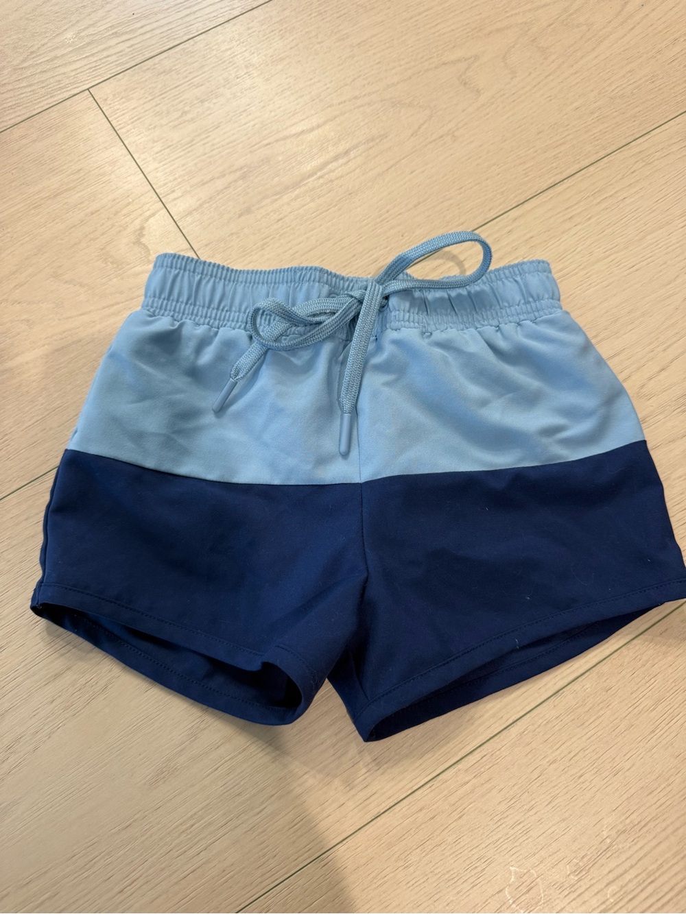 Minnow Swim Kids Colorblock Swim Trunks in Light Blue and Navy | 3/4T